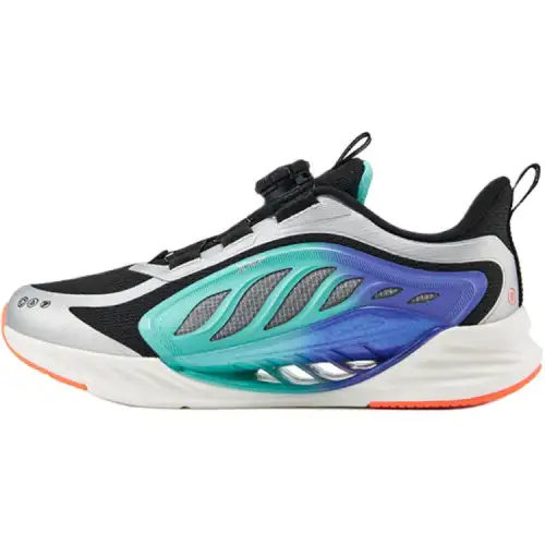 Xtep Hydrogen Wind 8.0 Hida Technology Professional Foot Care Shock Absorption Wear Resistance Rebound Balance Low Top Children's Running Shoes Black/Silver/Clear Blue Children's Style