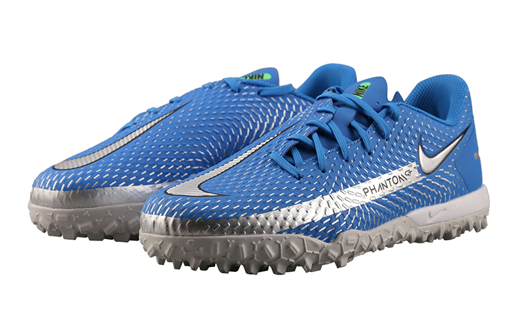 Детские бутсы Nike Phantom GT Academy TF (сине-серебристые) — Синий / серебристый — фото 3