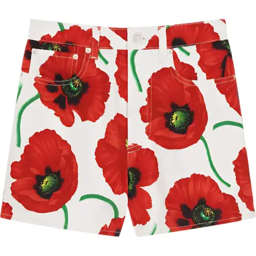 Kenzo All-Over Poppy Print Shorts