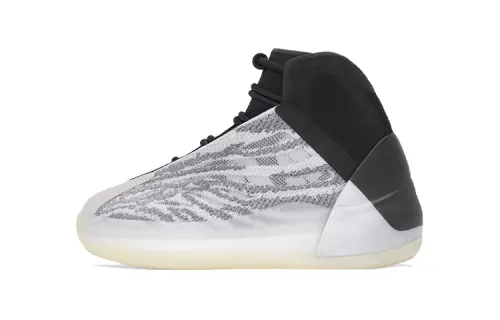 Adidas originals Yeezy QNTM black and gray stitching non-slip shock-absorbing wear-resistant mid-top basketball shoes casual version for infants and toddlers