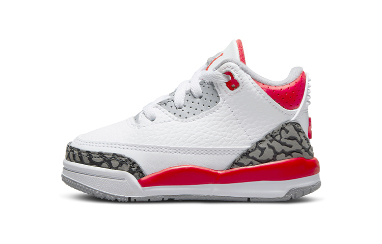 Детские кроссовки Jordan Air Jordan 3 Retro Fire Red (бело-красные)