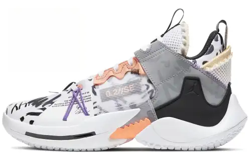 Jordan Why Not Zer0.2 SE Mid top Basketball Shoes Gray Orange Unisex