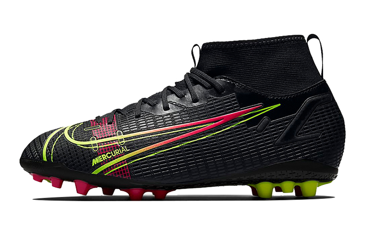 Nike Mercurial Superfly 8 Jr Mercurial 14 Academy AG lace-up professional wrapping mid-top children's football shoes black orange children's style