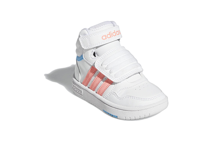 Детские кеды adidas neo Hoops Mid (белый / розовый / синий) — фото 4