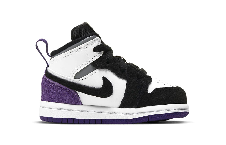 Детские кроссовки Jordan Air Jordan 1 Mid SE (черно-бело-фиолетовый) — Чёрный / белый / фиолетовый — фото 3