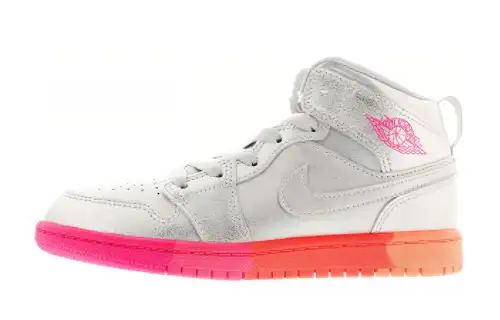 Jordan Air Jordan 1 Mid non-slip lightweight mid-top children's basketball shoes metallic silver for children