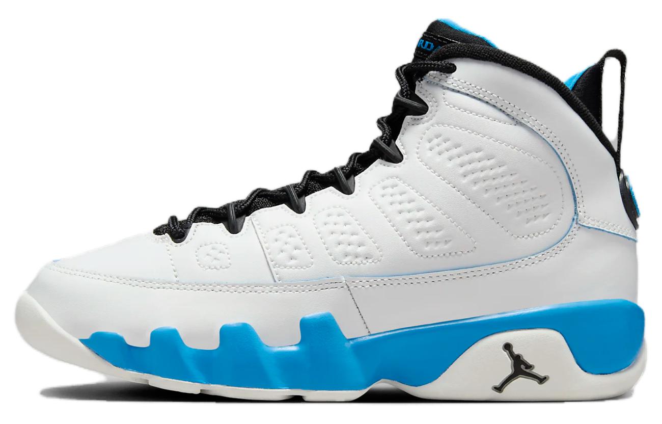 Jordan Air Jordan 9 Retro synthetic leather GS high top basketball shoes white blue black same style for men and women