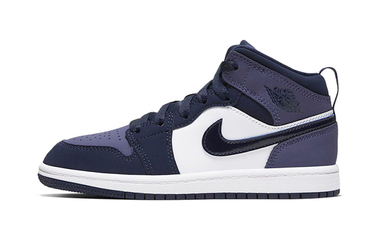 Jordan Air Jordan 1 Comfortable and Simple Mid-top Retro Basketball Shoes Sander Purple Black Purple Toes Children