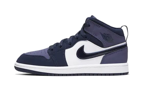 Jordan Air Jordan 1 Comfortable and Simple Mid-top Retro Basketball Shoes Sander Purple Black Purple Toes Children