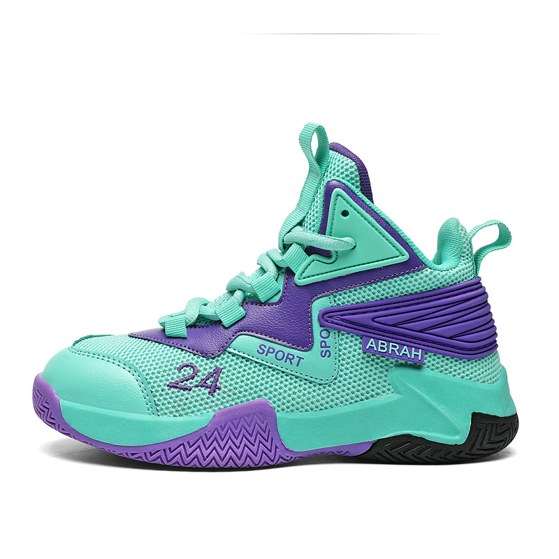 Peter Pan mesh Spring and Autumn fashion style mature cushioning technology Flying mesh sports outdoor leisure neat stitching moisture-wicking high-top children's basketball shoes