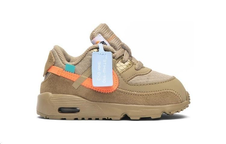 Детские кроссовки Nike Air Max 90 The Ten OFF-WHITE Desert Ore (бежевые) — 沙漠黄 — фото 2