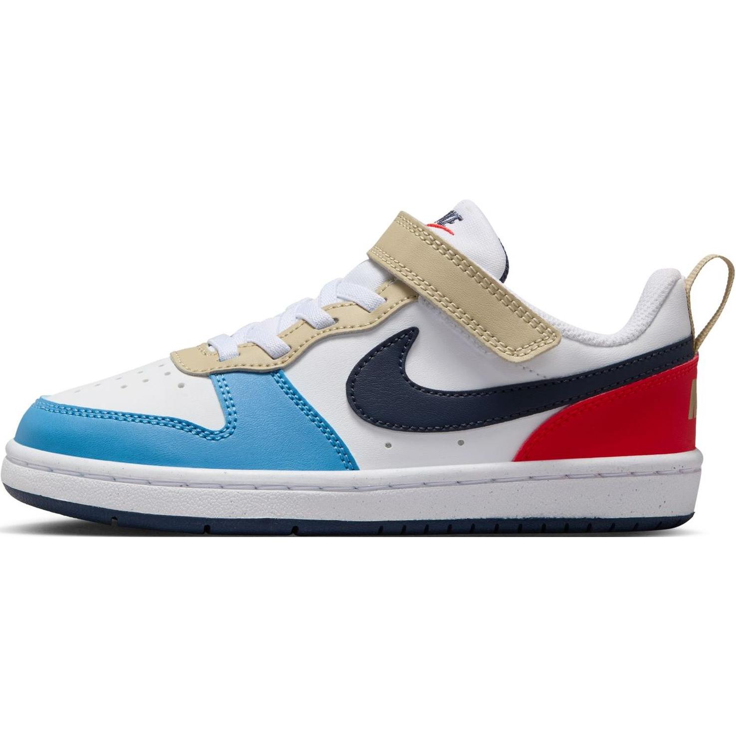 Детские кроссовки Nike Nike Court Borough Low Recraft (белые с синим и красным)