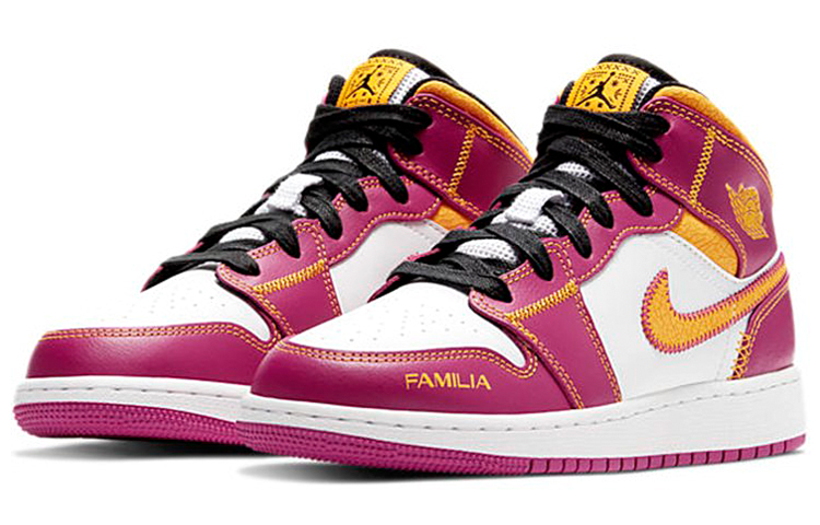 Унисекс кроссовки Jordan JordanAir 1 Mid (бело-желто-розовая) — фото 6
