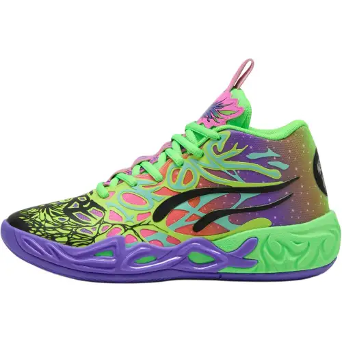 LAMELO BALL x PUMA MB.04 Be You Comfortable and durable mid-top children's basketball shoes green purple youth