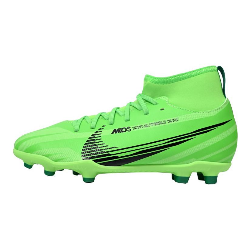 Nike Jr. Mercurial Superfly 9 Club FG Comfortable and versatile Shock Absorbing and Wear-resistant Middle-top Children's Football Shoes Green and Black