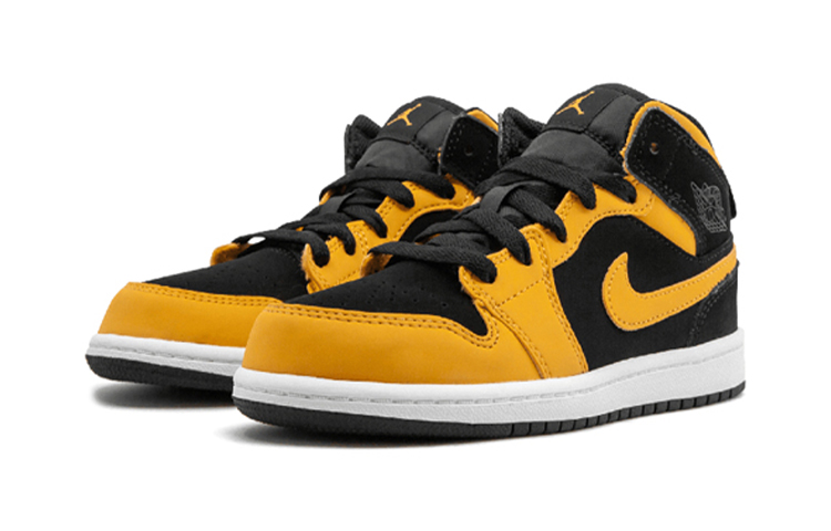 Кроссовки Jordan Air Jordan 1 (черно-белые) — Чёрный / жёлтый — фото 3