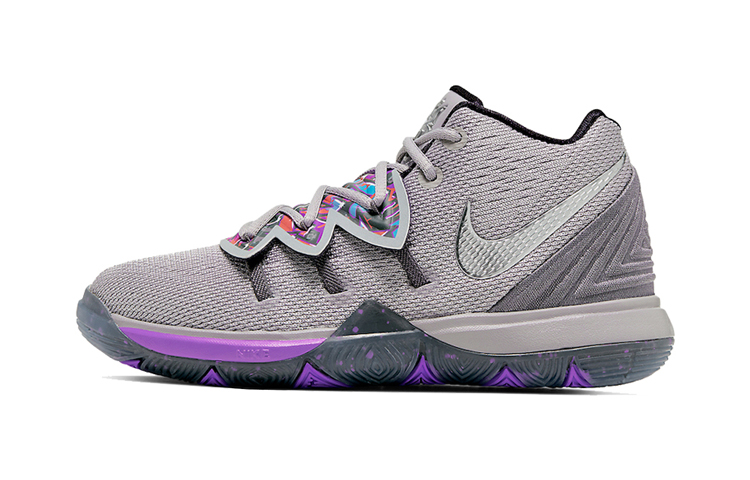 Детские кроссовки Nike Kyrie 5 Graffiti (серо-фиолетовые)