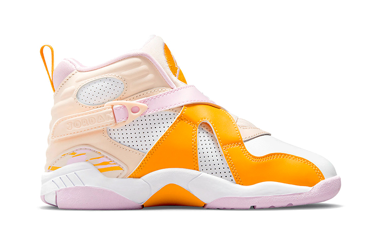 Детские кроссовки Jordan Air Jordan 8 "Arctic Punch" (бело-розово-оранжевые) — Белый / розовый / оранжевый — фото 4