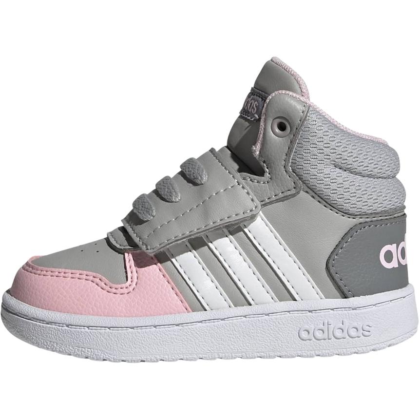Детские кроссовки adidas neo Hoops 2.0 Mid (серые с розовым)