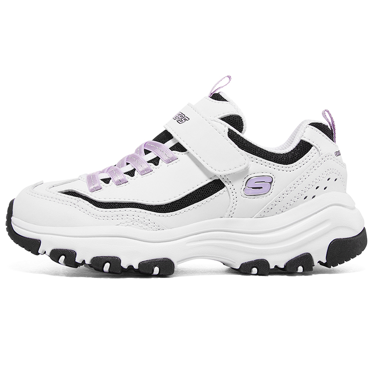 Skechers Skechers Cake Bear Series Campus Classic Retro Fashion Versatile Splicing Velcro Dad Anti-slip Shock Absorbing Wear-Resistant Low-top Children's Running Shoes White Purple Teenagers