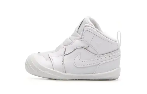 Jordan Air Jordan 1 Crib Bootie High Top Retro Basketball Shoes Anti-Slip Shock Absorption High Top Step-Up Shoes White Infants and Toddlers