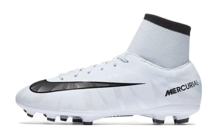Nike Mercurial Victory Jr. 6 Dynamic Fit CR7 FG Ronaldo Hard Court Anti-slip Shock Absorption Wear-Resistant Mid-top Children's Football Shoes White Children's Style