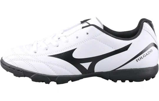 Mizuno Wide Jr As Synthetic Leather Cushioning, Wear Resistant Low top Kids' Soccer Shoes Black White