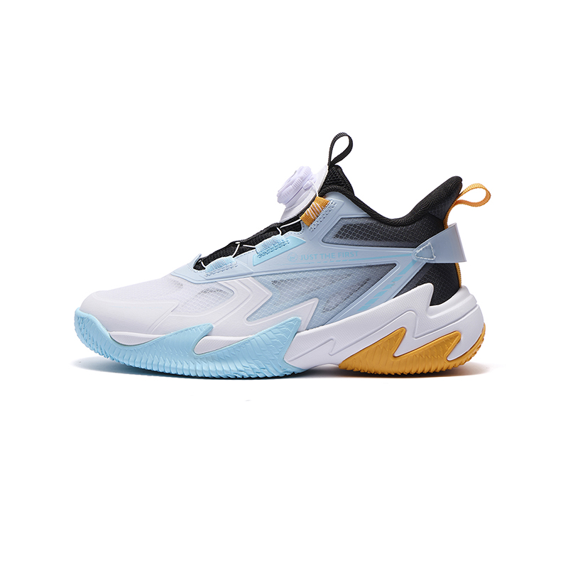 361°KIDS Titan fabric 3.0 student knob buckle-free lace-up casual practical sports shoes, non-slip, wear-resistant, breathable, lightweight, shock-absorbing, low-cut children's basketball shoes, clear blue, same style for men and women