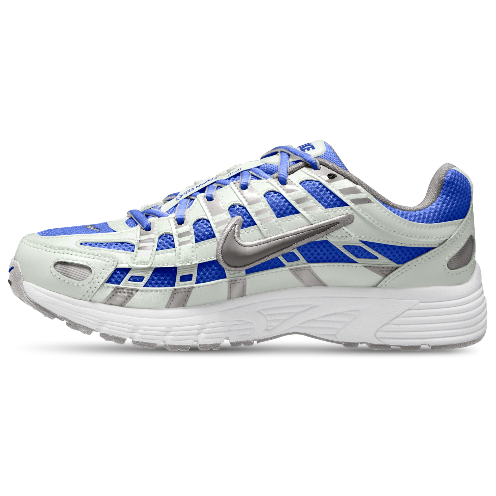 Nike P-6000 Fashionable and comfortable low-top children's running shoes super royal blue/peak white/metallic silver/white children's style