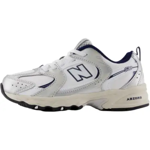 New Balance NB 530 comfortable, wear-resistant, low-cut children's casual shoes, silver white, children's style