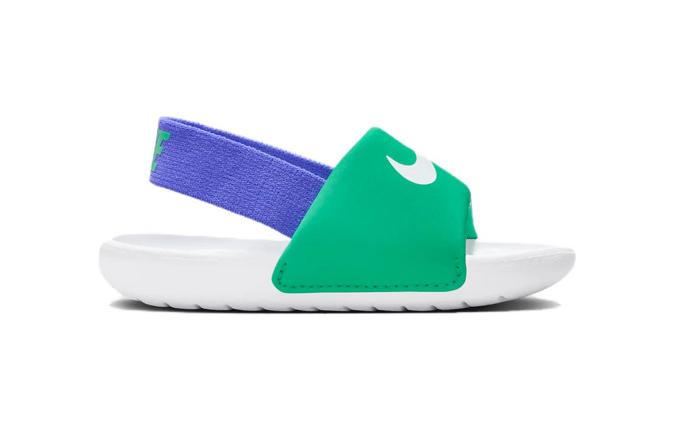 Детские шлепанцы Nike Kawa (бело-зелено-синие) — фото 3