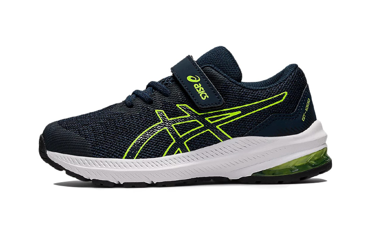 Asics GT-1000 11 Flexible fit, comfortable, light, energetic and stable for daily outdoor sports, shock-absorbing and breathable, low-cut children's running shoes, navy blue, small and medium-sized children