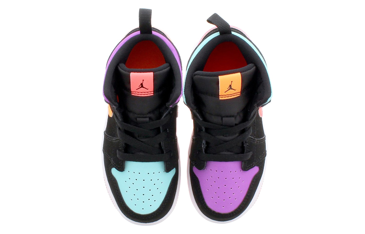 Детские кроссовки Jordan Air Jordan 1 Mid (черно-оранжево-фиолетовые) — фото 4
