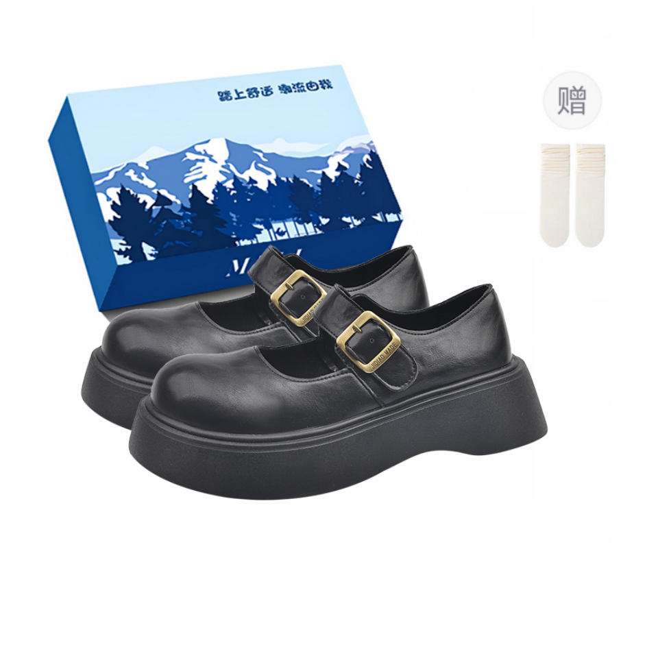 Fawn Millie PU French heightening jk uniform shoes soft sole thick sole Mary Jane shoes for women