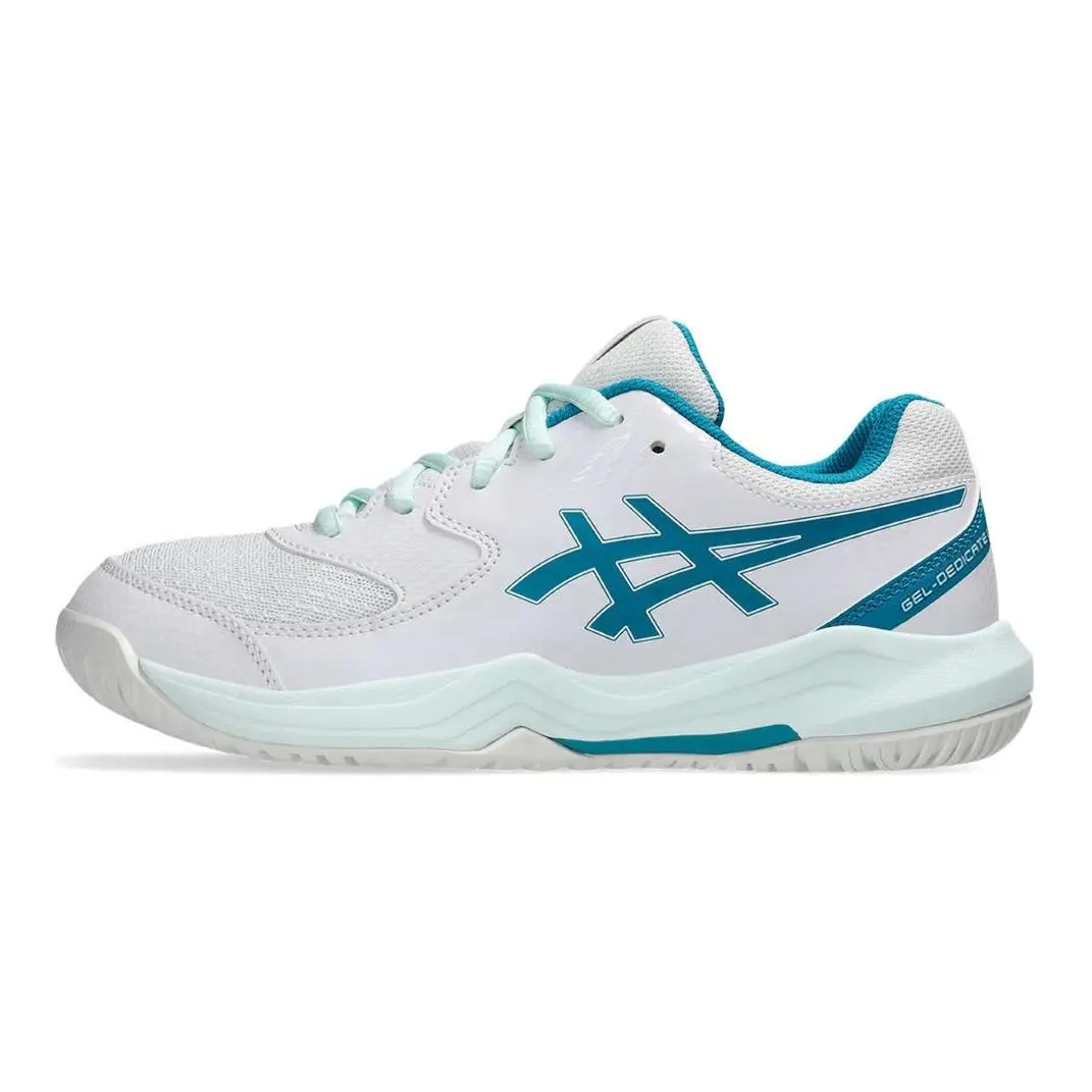ASICS Gel Dedicate 8 Comfortable And Lightweight Cushioning, Wear Resistant Low top Training Shoes White Blue Kids'