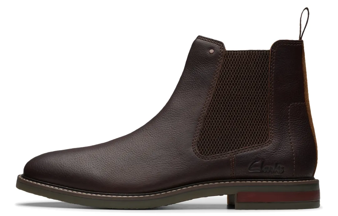 Clarks Cow Leather Short Chelsea Boots Men's Brown