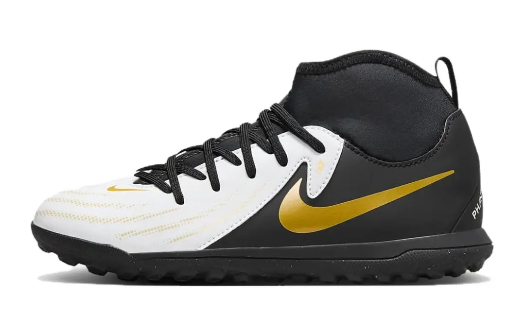 Nike Jr Phantom Luna Ll Club TF Cushioning, Wear Resistant Mid top Kids' Soccer Shoes Black White Unisex