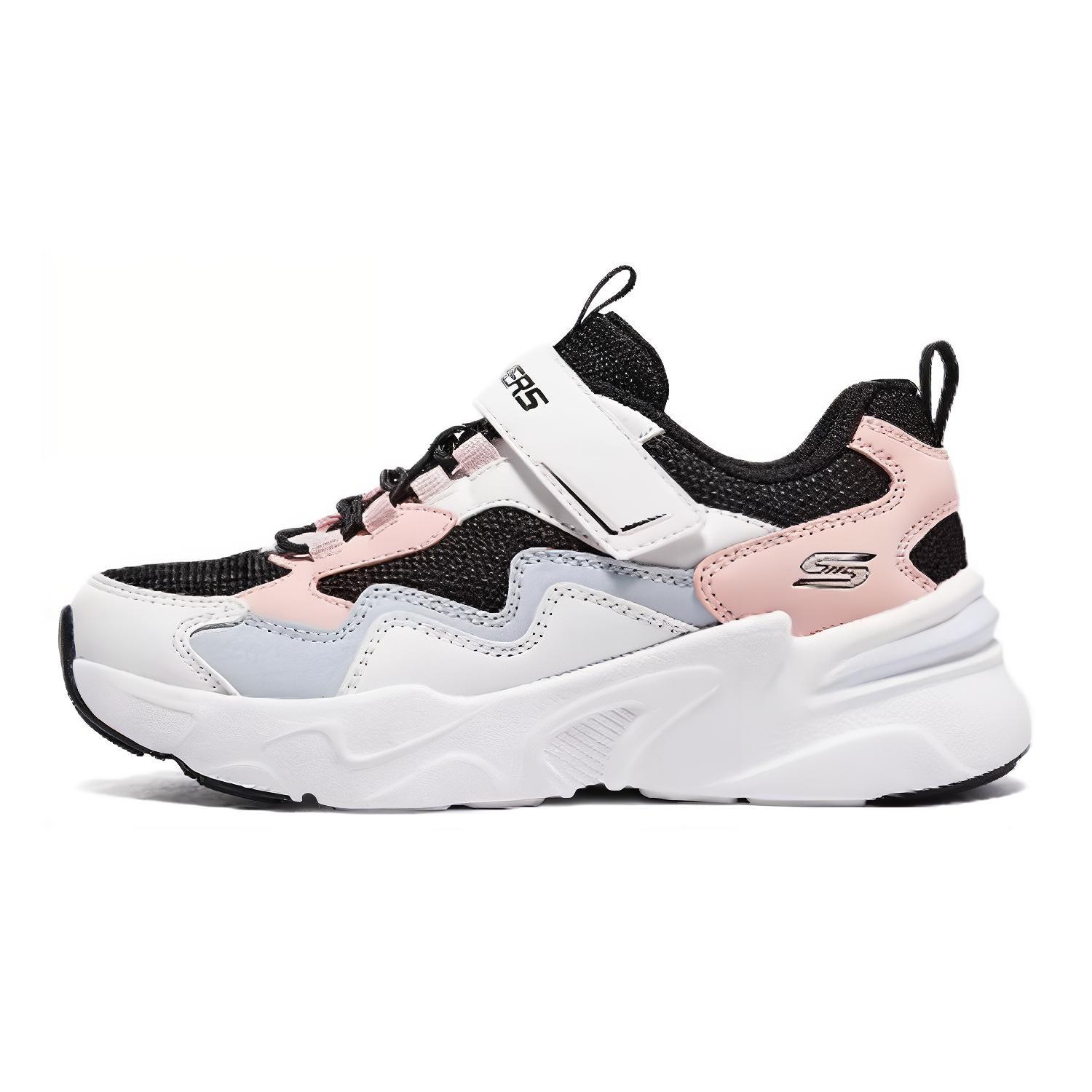 Детские кеды Skechers трехцветные (бело-черно-розовые)