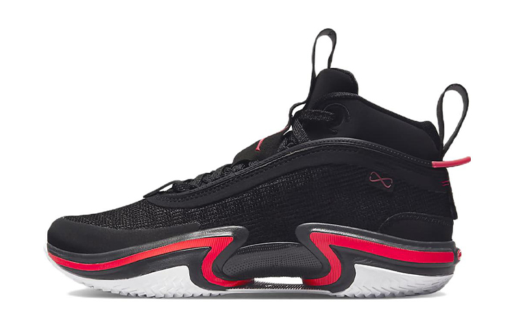 Jordan Air Jordan 36 practical anti-slip, shock-absorbing and wear-resistant high-top basketball shoes black and red