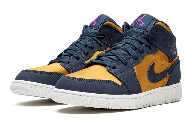 Кеды Jordan JordanAir Jordan 1 Mid Obsidian Desert Ochre GS (желто-синий) — Жёлтый / синий — фото 4