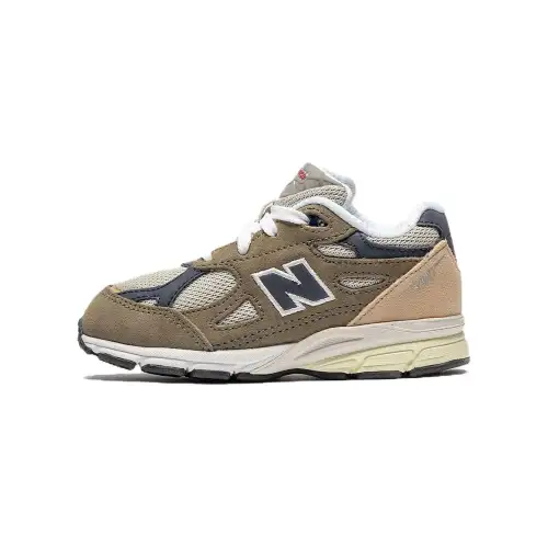 Baby New Balance 990 v3 Dark Camo Incense trendy retro non-slip wear-resistant running shoes green brown