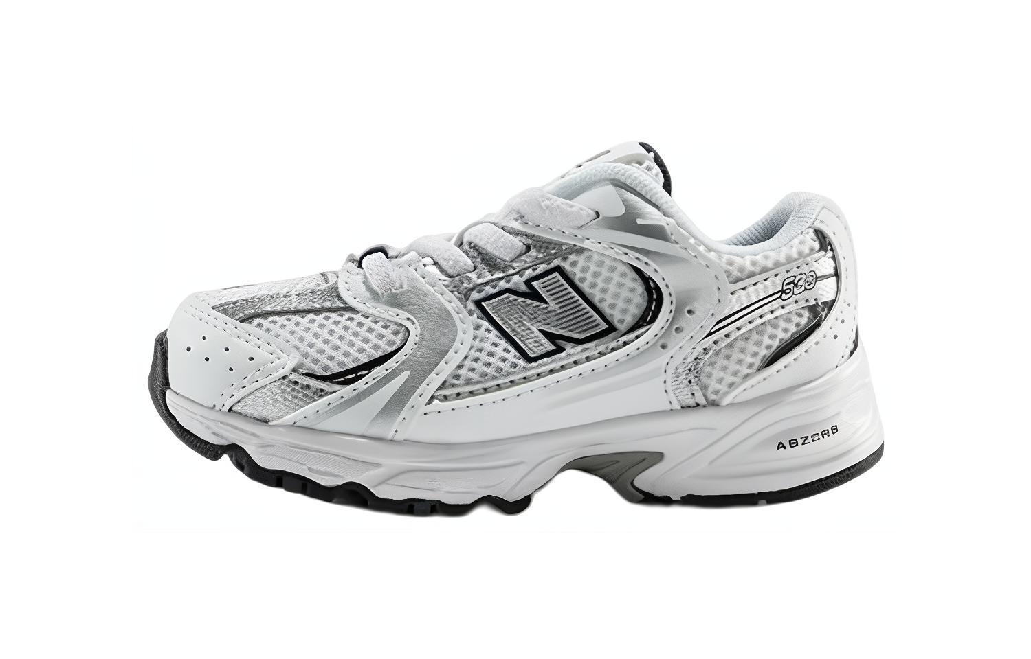New Balance NB 530 comfortable and versatile wear-resistant low-top running shoes silver white infant and toddler