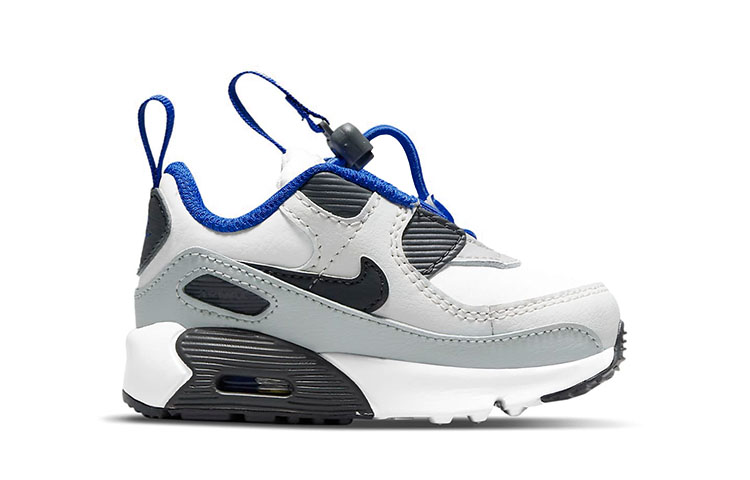 Детские кроссовки Nike Air Max 90 Toggle (белый / черный / синий) — Белый / чёрный / синий — фото 3