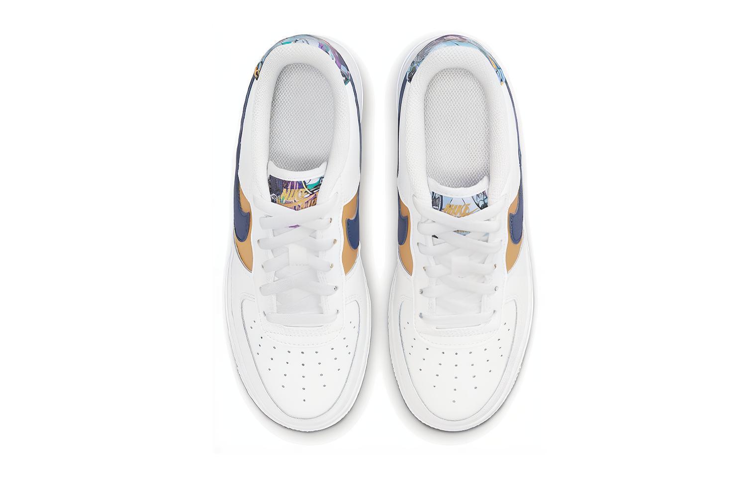 Кроссовки Nike Air Force 1 (бело-желто-синие) — фото 5