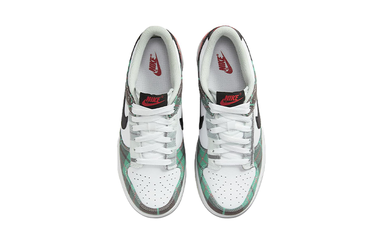 Кеды Nike NikeDunk Low Plaid GS (белый / красный / зеленый) — Белый / красный / зелёный — фото 4