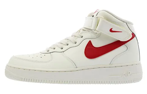 Nike Air Force 1 Mid top Skateboard Shoes White Red Unisex