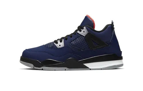 Jordan Air Jordan 4 Retro Wntr Little Eminem Low-top Children's Basketball Shoes Black Blue Children's