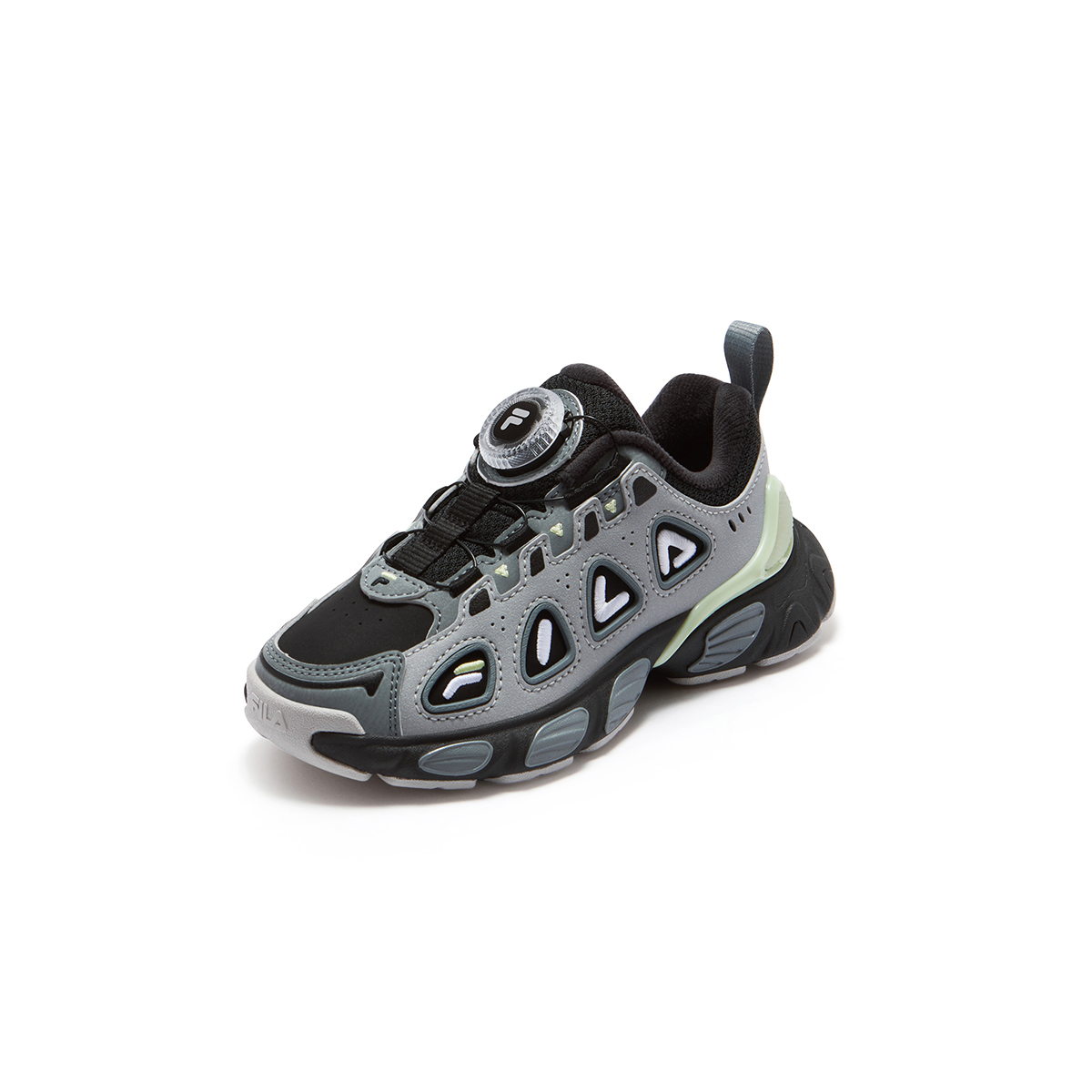 Детские кроссовки Fila KIDS Heritage-FHT BUGLE NORTH (черно-серебристые) — фото 4