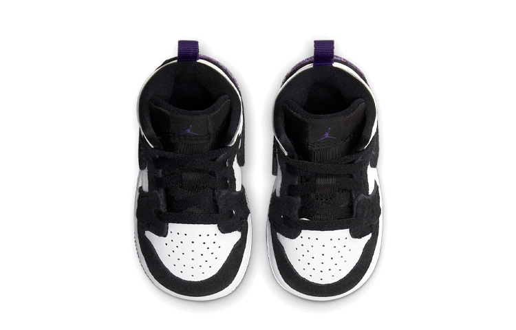 Детские кроссовки Jordan Air Jordan 1 Mid SE (черно-бело-фиолетовый) — Чёрный / белый / фиолетовый — фото 5