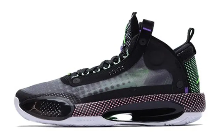 Jordan Air Jordan 34 GS 'Halftone Dots' Comfortable Cushioning, Wear Resistant Mid top Children's Basketball Shoes